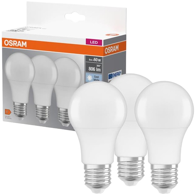 Набір ламп Osram LED E27 8.5W 4000К 806Lm A60 3 шт. (4058075127531) - фото 1