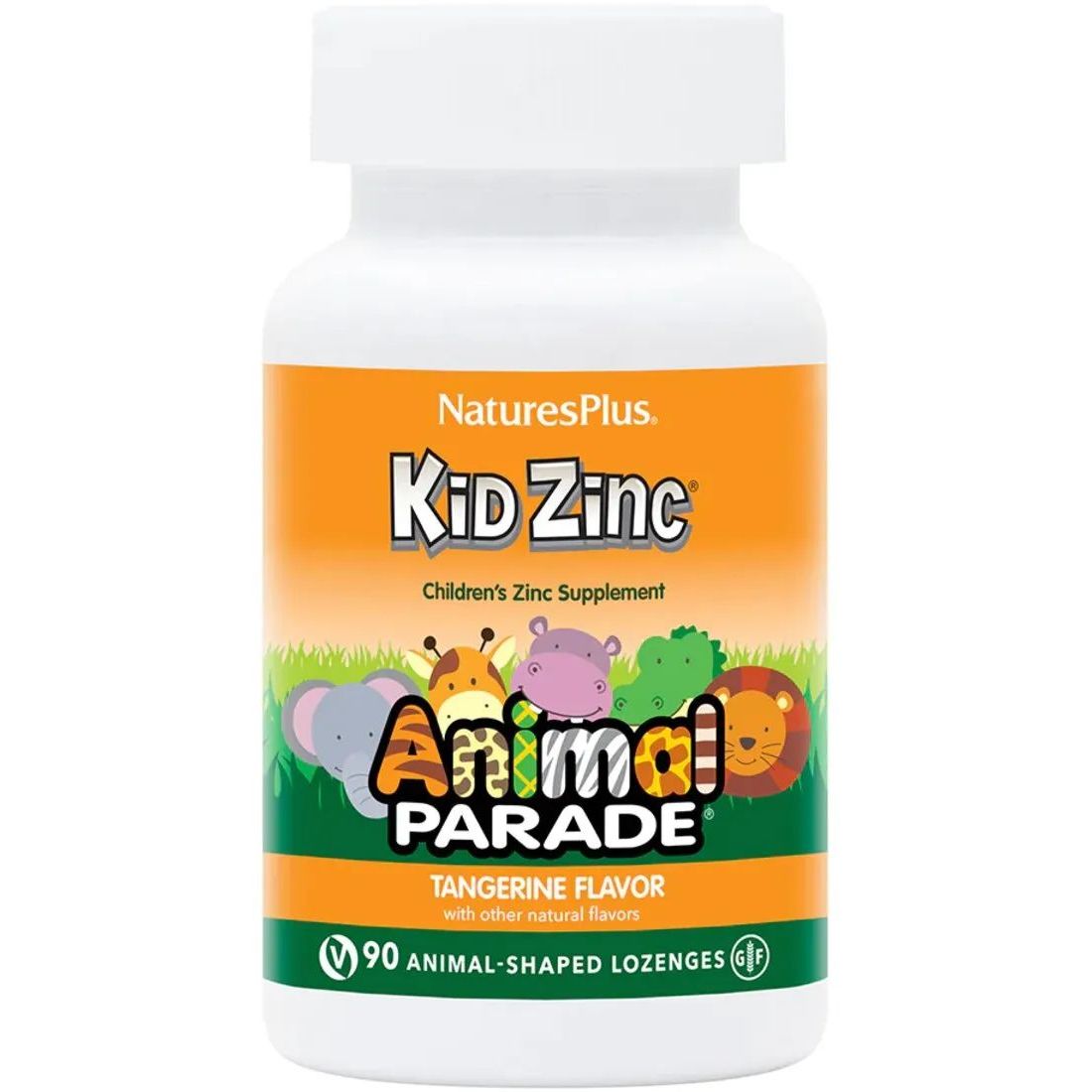 Цинк для детей NaturesPlus Kid Zinc Animal Parade Мандарин 90 таблеток для рассасывания - фото 1