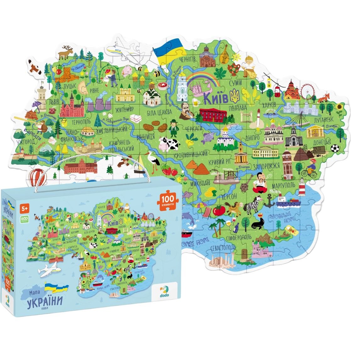 Пазл DoDo Карта Украины, 100 элементов (300267) - фото 2