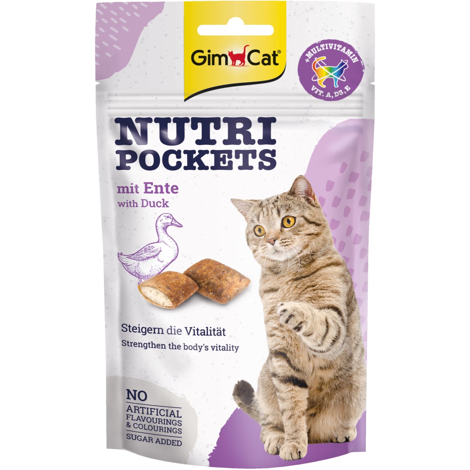Ласощі для котів GimCat Nutri Pockets Duck&Multivitamin з качкою, 60 г - фото 1