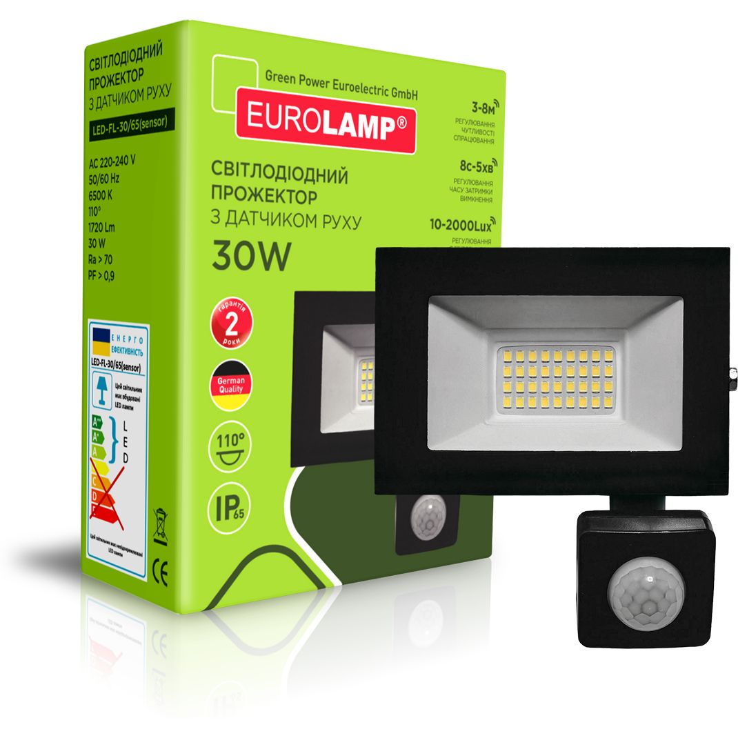 Прожектор Eurolamp LED с датчиком движения черный (LED-FL-30/65(sensor)) - фото 2