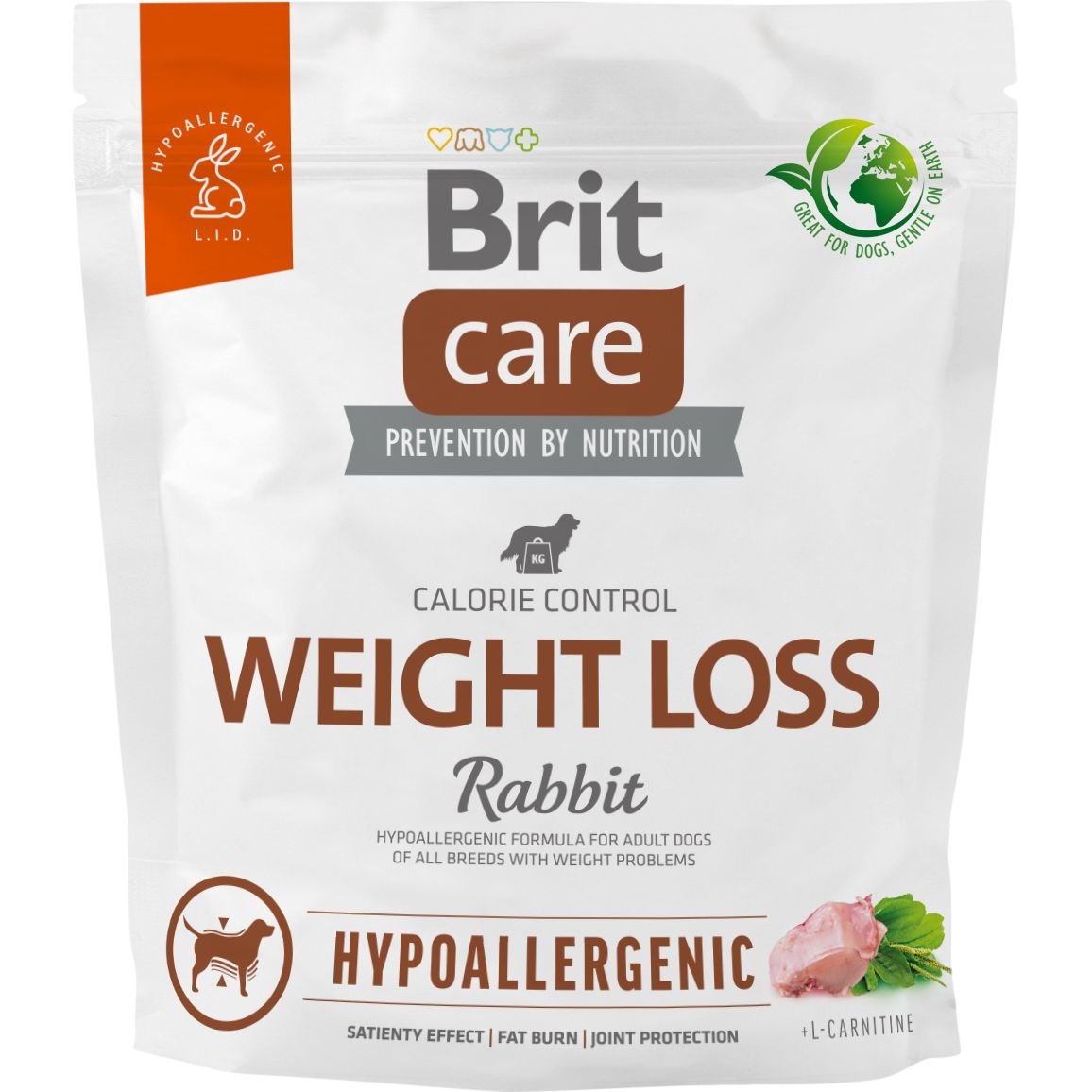 Сухой корм для собак с лишним весом Brit Care Dog Hypoallergenic Weight Loss, гипоаллергенный, с кроликом, 1 кг - фото 1