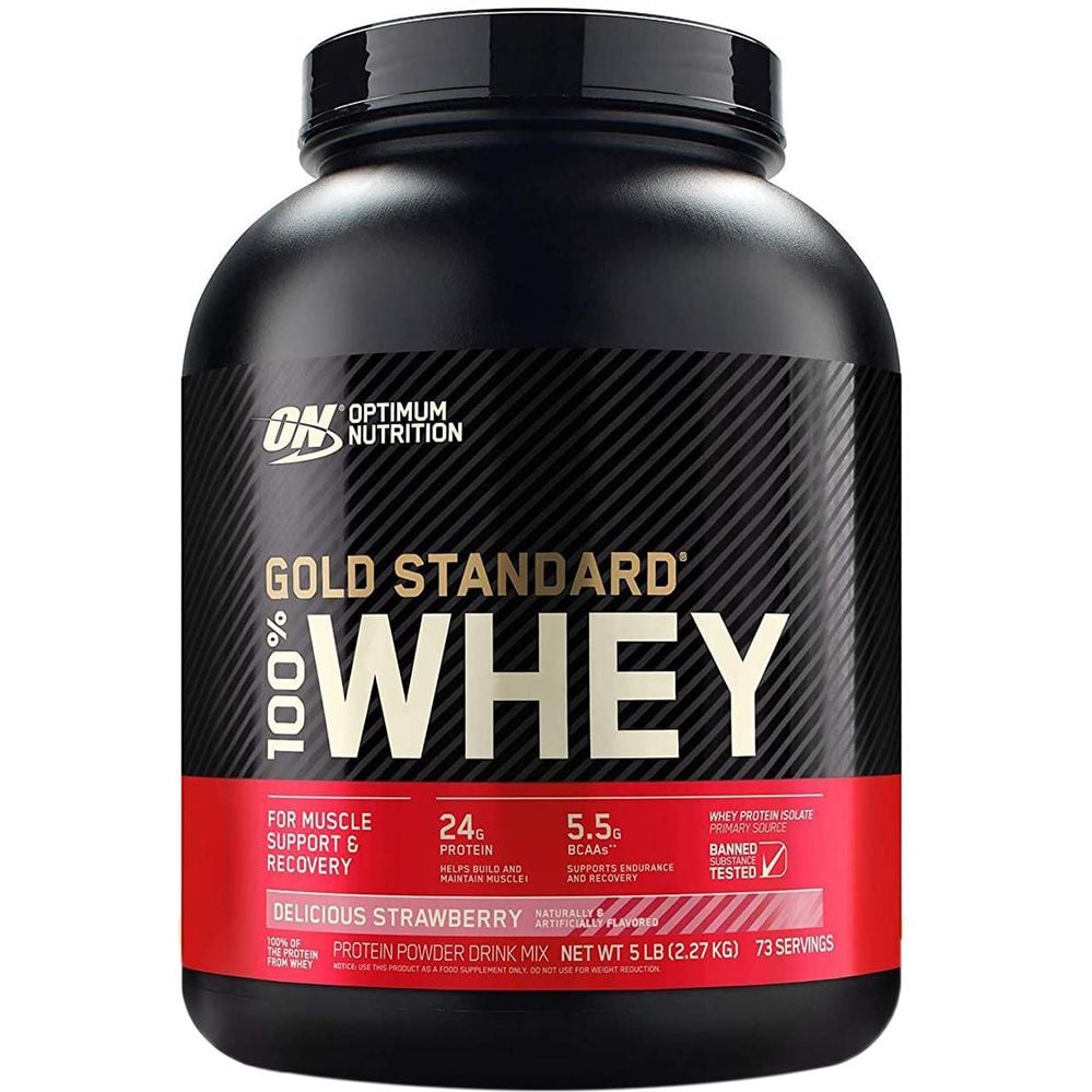 Сывороточный протеин Optimum Nutrition Whey Gold Standard Strawberry 2.27 кг - фото 1