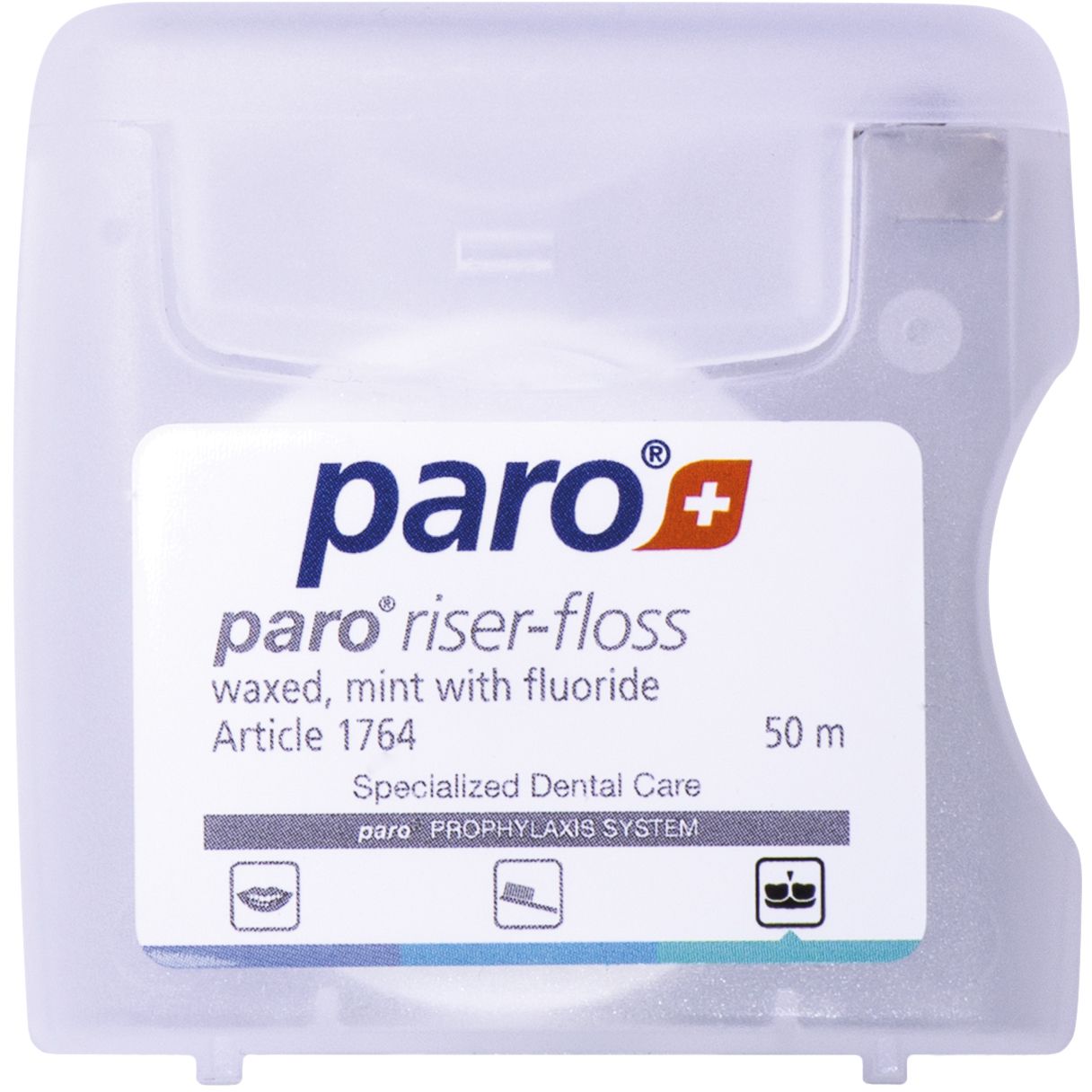 Зубна нитка Paro Swiss Riser-Floss вощена з м'ятою і фтором 50 м - фото 1