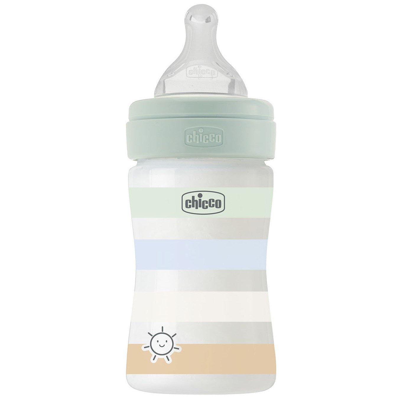 Бутылочка для кормления Chicco Well-Being Colors, с силиконовой соской 0м+, 150 мл, мятная (28611.21) - фото 1