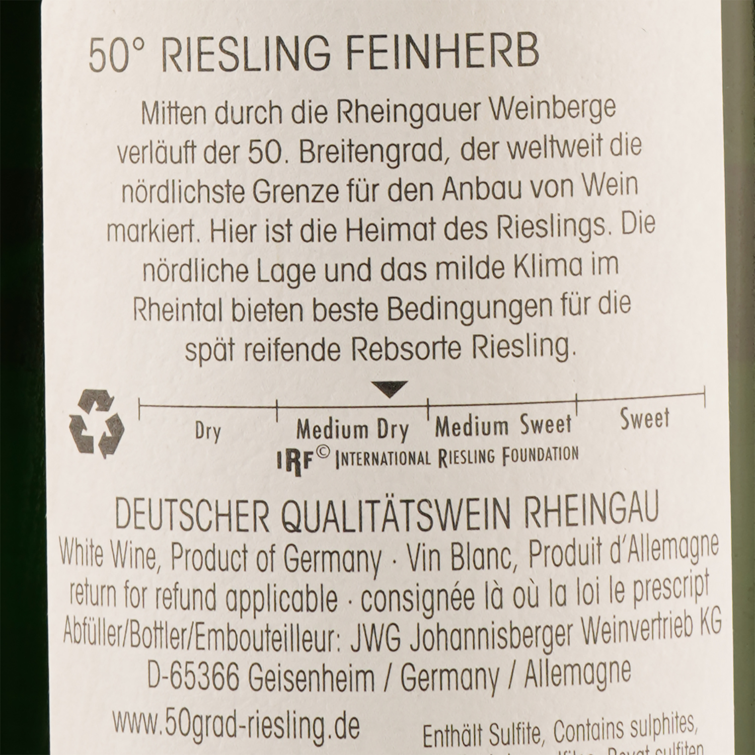 Вино Schloss Johannisberger, 50° Riesling Medium, белое, полусладкое, 0,75 л - фото 3