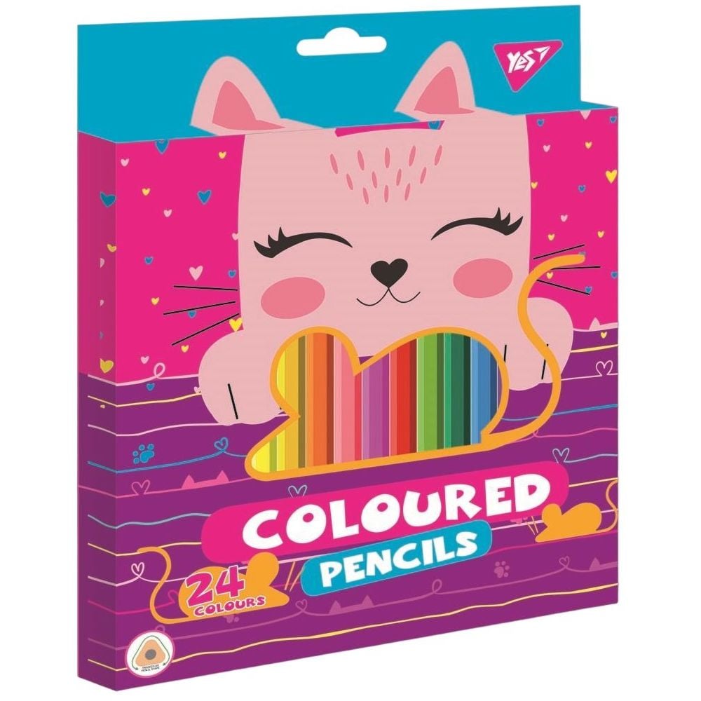 Олівці кольорові Yes Cats, 24 кольори (290602) - фото 1
