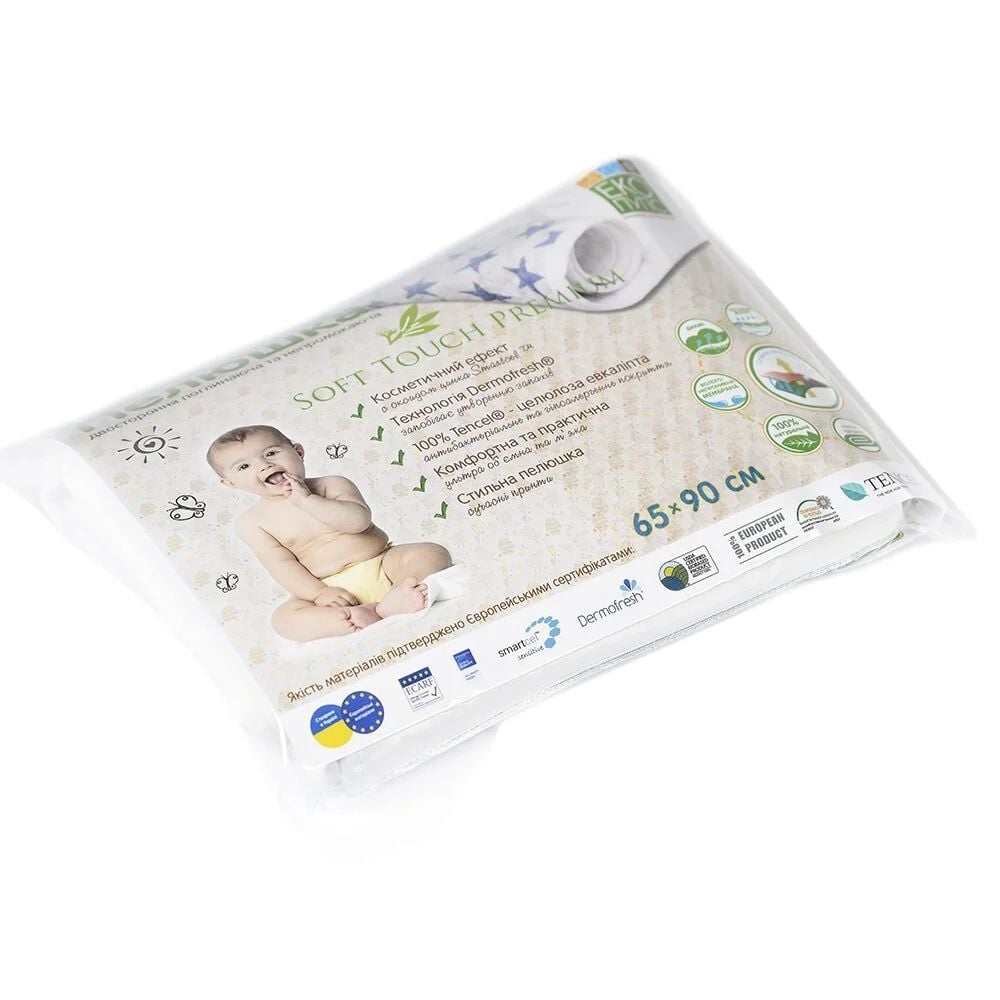 Многоразовая непромокаемая пеленка Эко Пупс Soft Touch Premium, 90х65 см, белый - фото 4