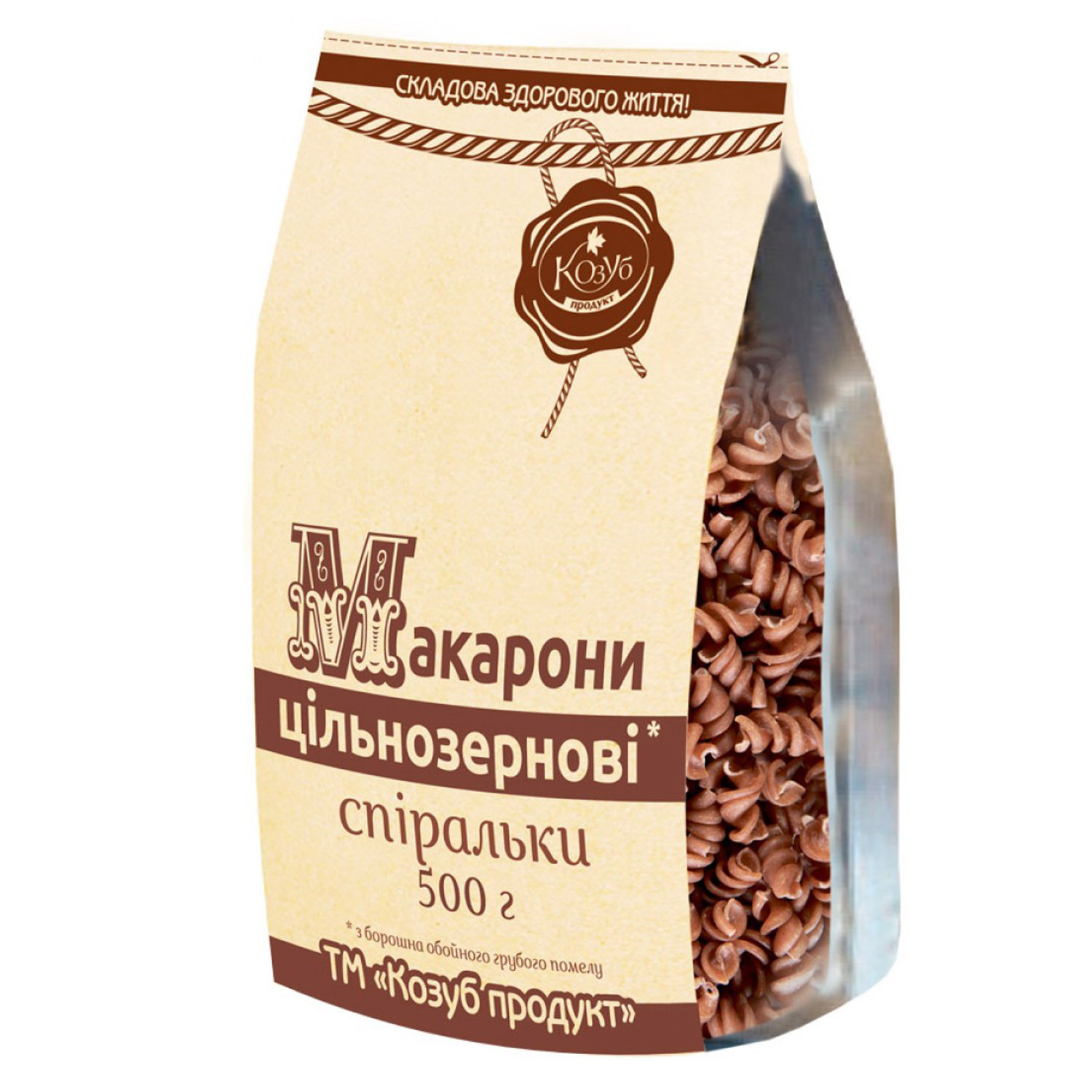 Макаронные изделия Козуб продукт Спиральки, цельнозерновые, 500 г (689387) - фото 1