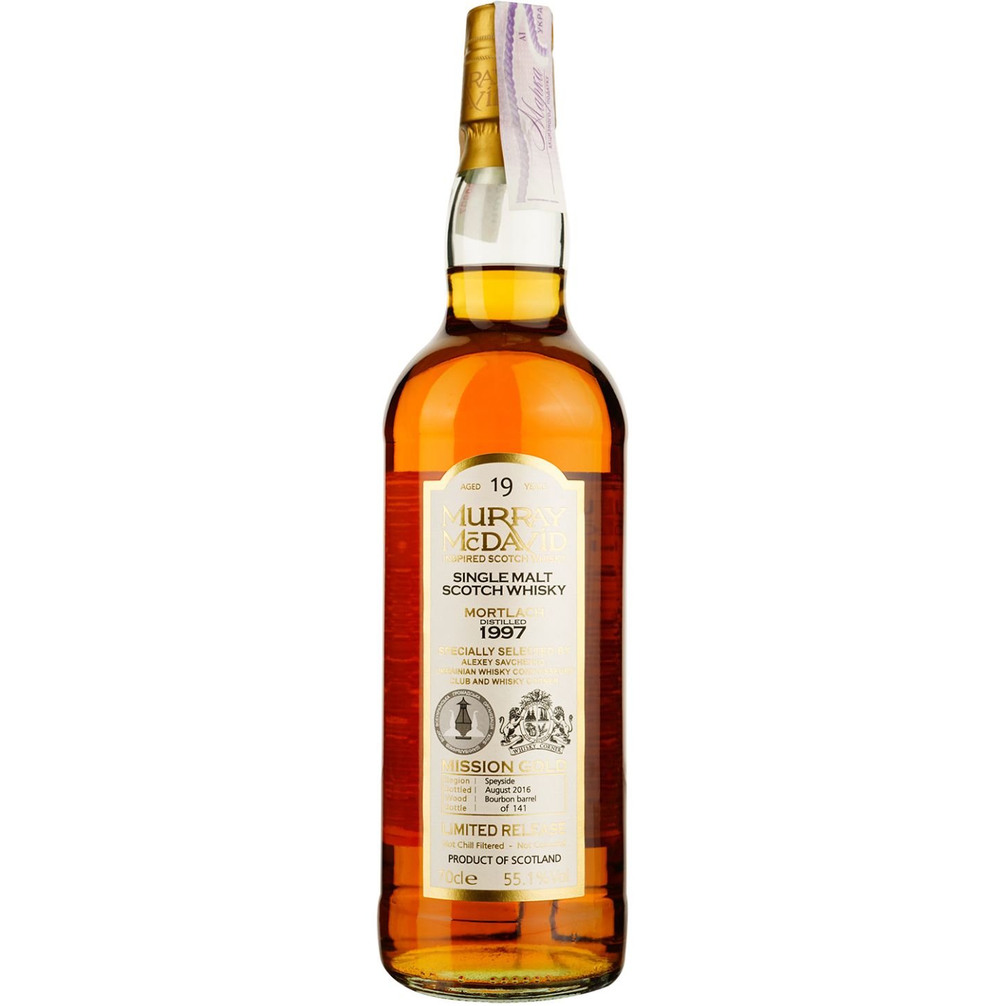 Виски Mortlach Murray McDavid 19 Years Old Single Malt Scotch Whisky, в подарочной упаковке, 55,1%, 0,7 л - фото 2
