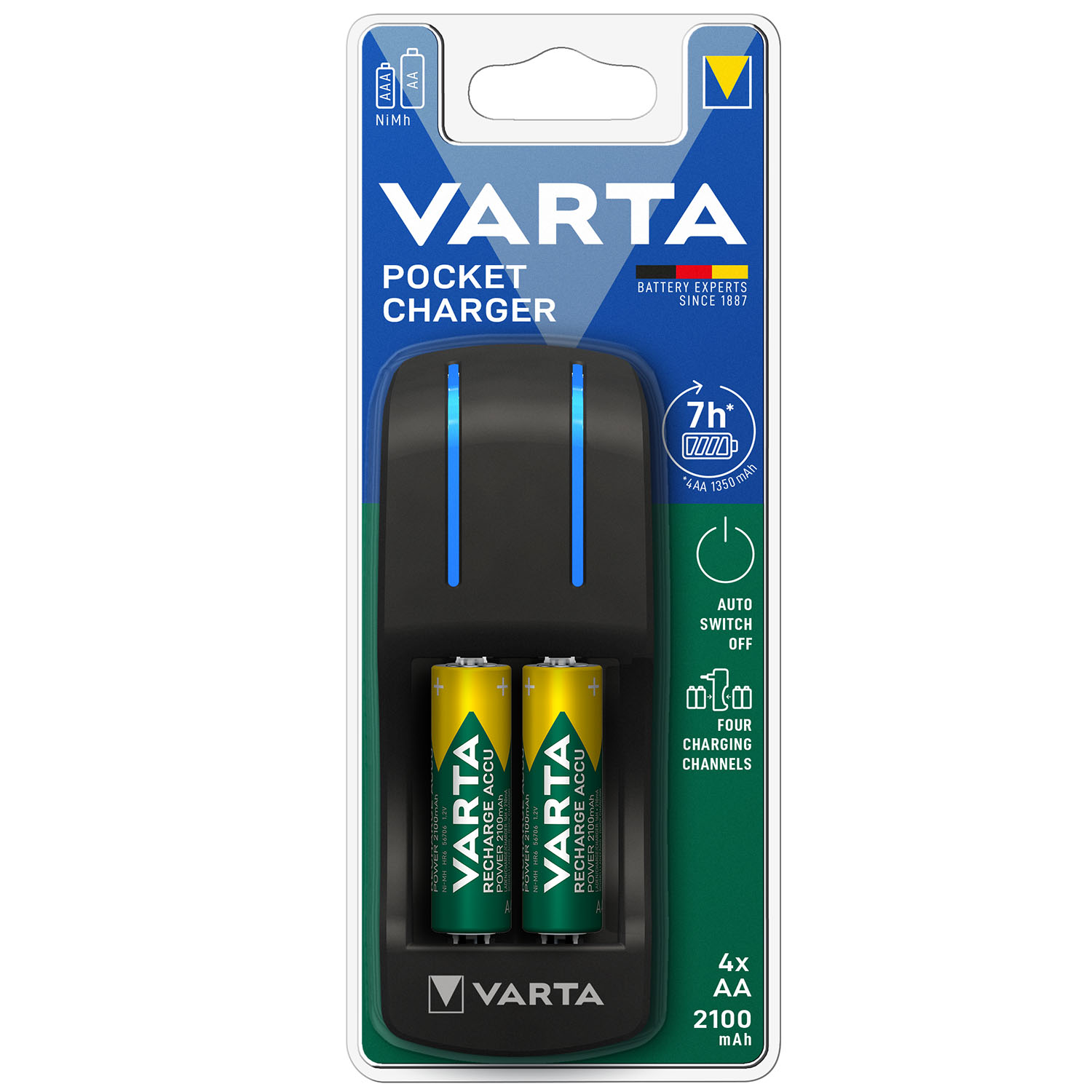 Зарядний пристрій Varta Pocket Charger + 4 AA Ni-Mh (57642101451) - фото 1