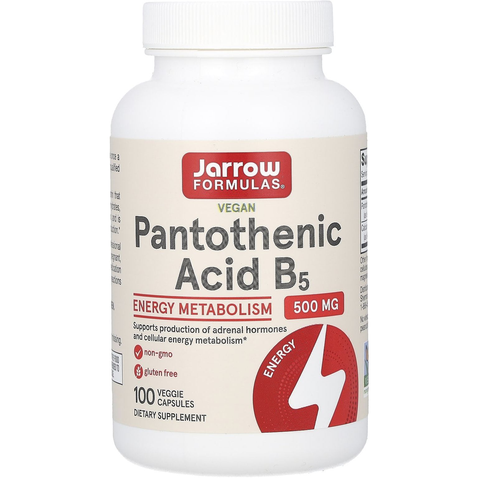 Пантотенова кислота B5 Jarrow Formulas Pantothenic Acid 500 мг 100 капсул - фото 1