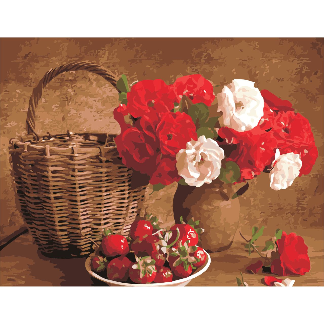 Картина по номерам Полуниця і квіти ArtStory 50х65 см різнокольоровий 000196261 - фото 1