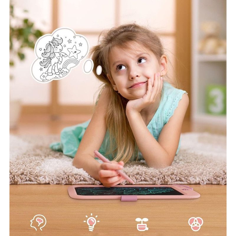 Детский LCD планшет для рисования Beiens Единорог 10” Multicolor розовый (К1009pink) - фото 5