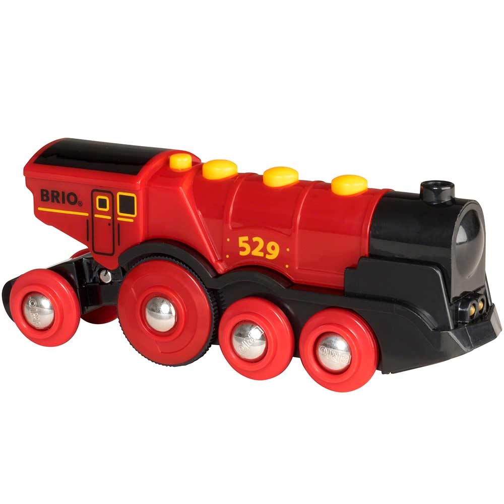 Могутній червоний локомотив для залізниці Brio на батарейках (33592) - фото 2