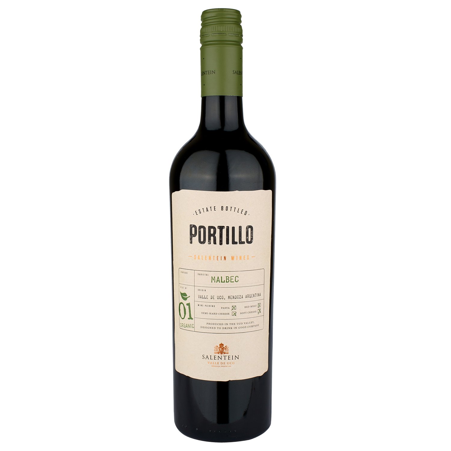 Вино Portillo Organic Malbec, красное, сухое, 0,75 л - фото 1