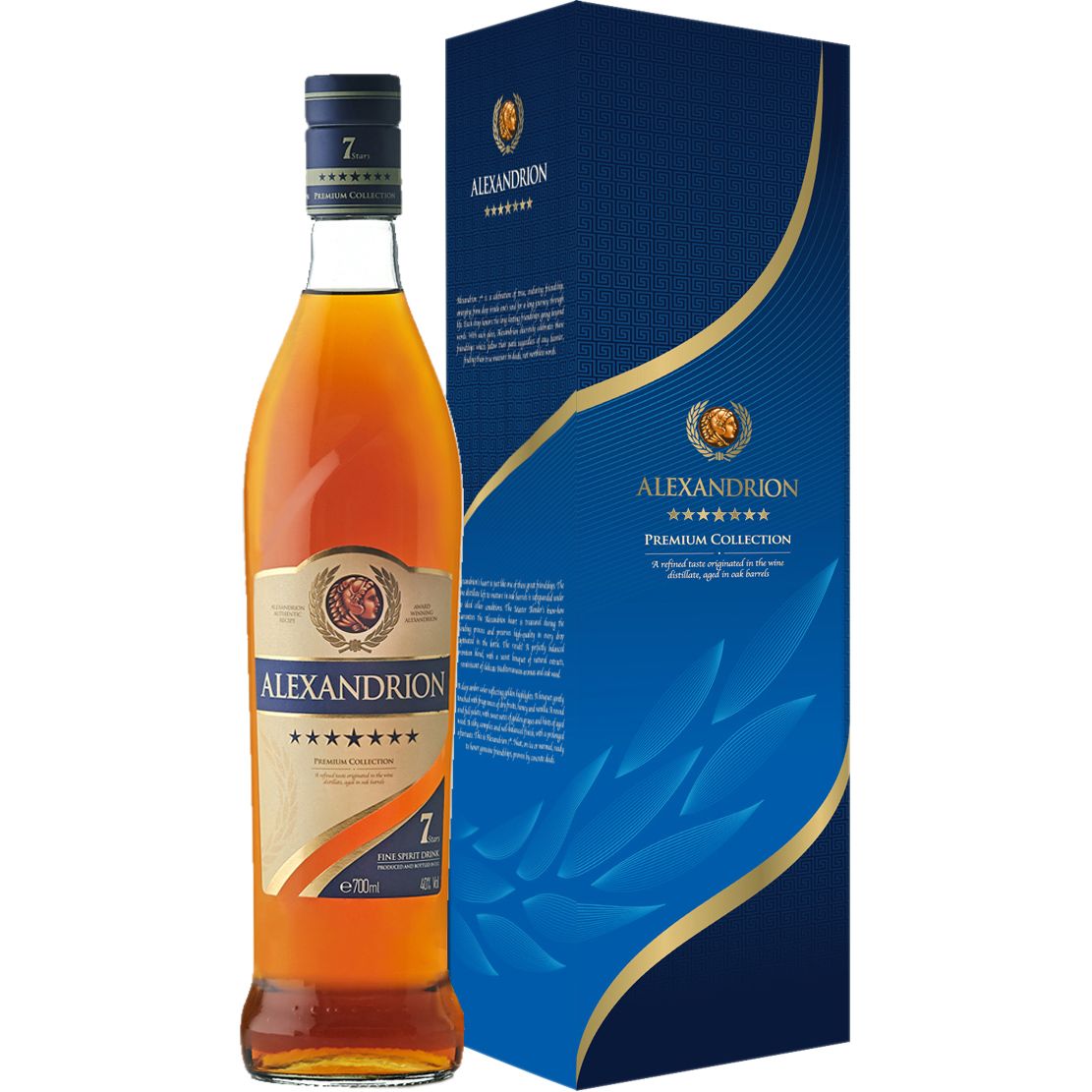 Міцний алкогольний напій Alexandrion 7 зірок, 40%, в подарунковій упаковці, 0,7 л - фото 1