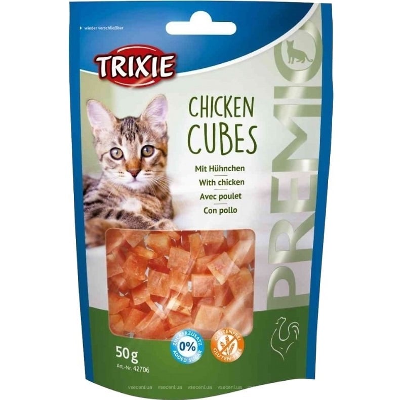 Лакомство для кошек Trixie Premio Chicken Cubes, куриные кубики, 50 г (42706) - фото 1