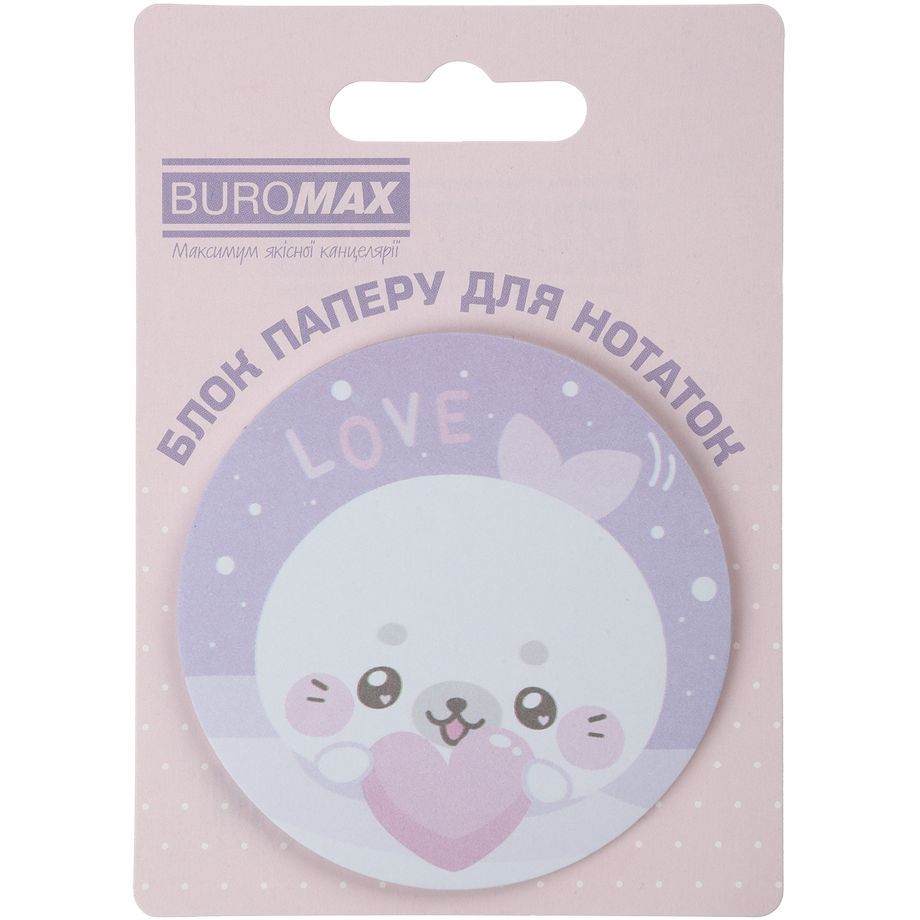 Блок паперу для нотаток Buromax Cute Seal з клейким шаром 70х70 мм 30 аркушів в асортименті (BM.2381-72) - фото 2