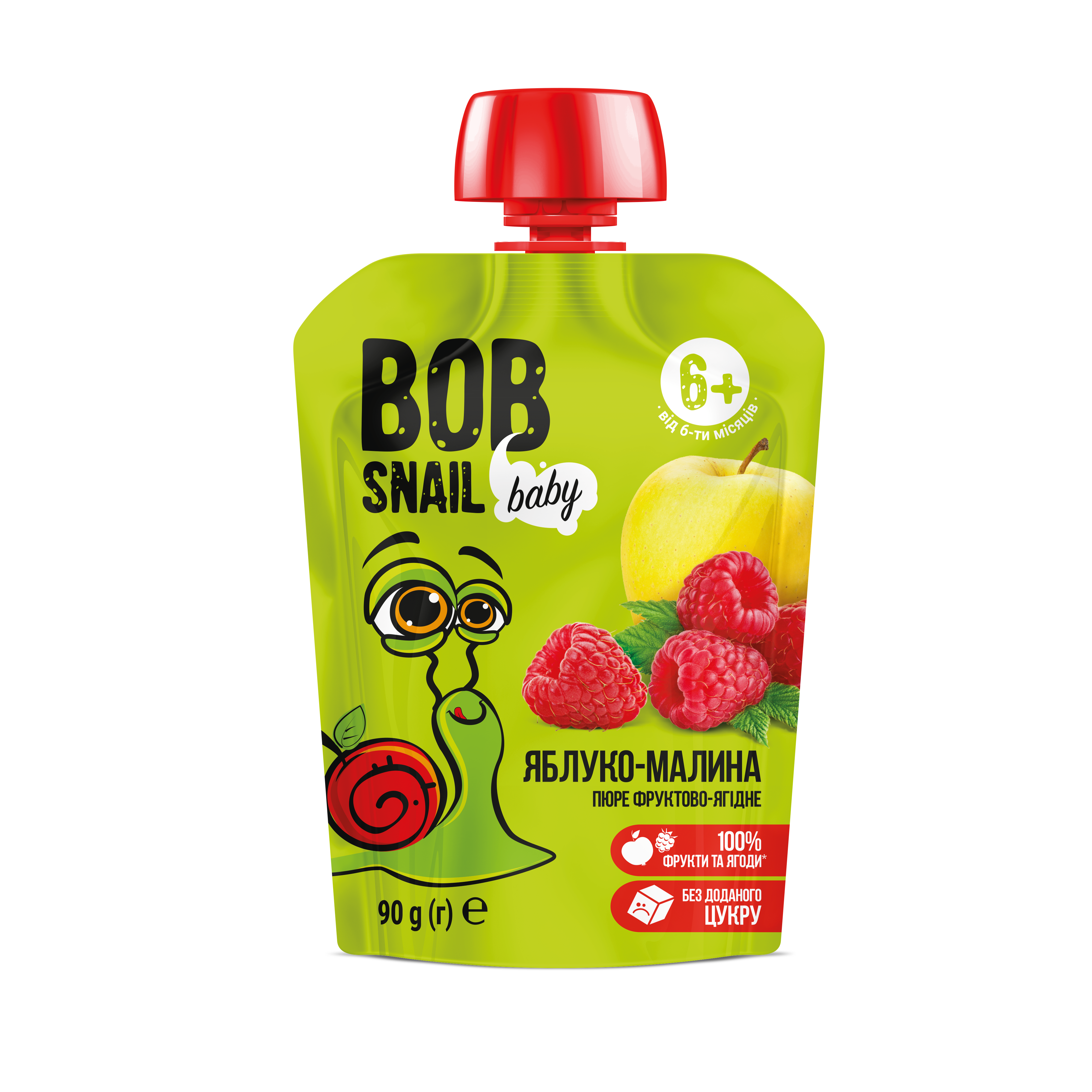 Пюре фруктове Bob Snail Яблуко-Малина, гомогенізоване, 90 г (911679) - фото 1
