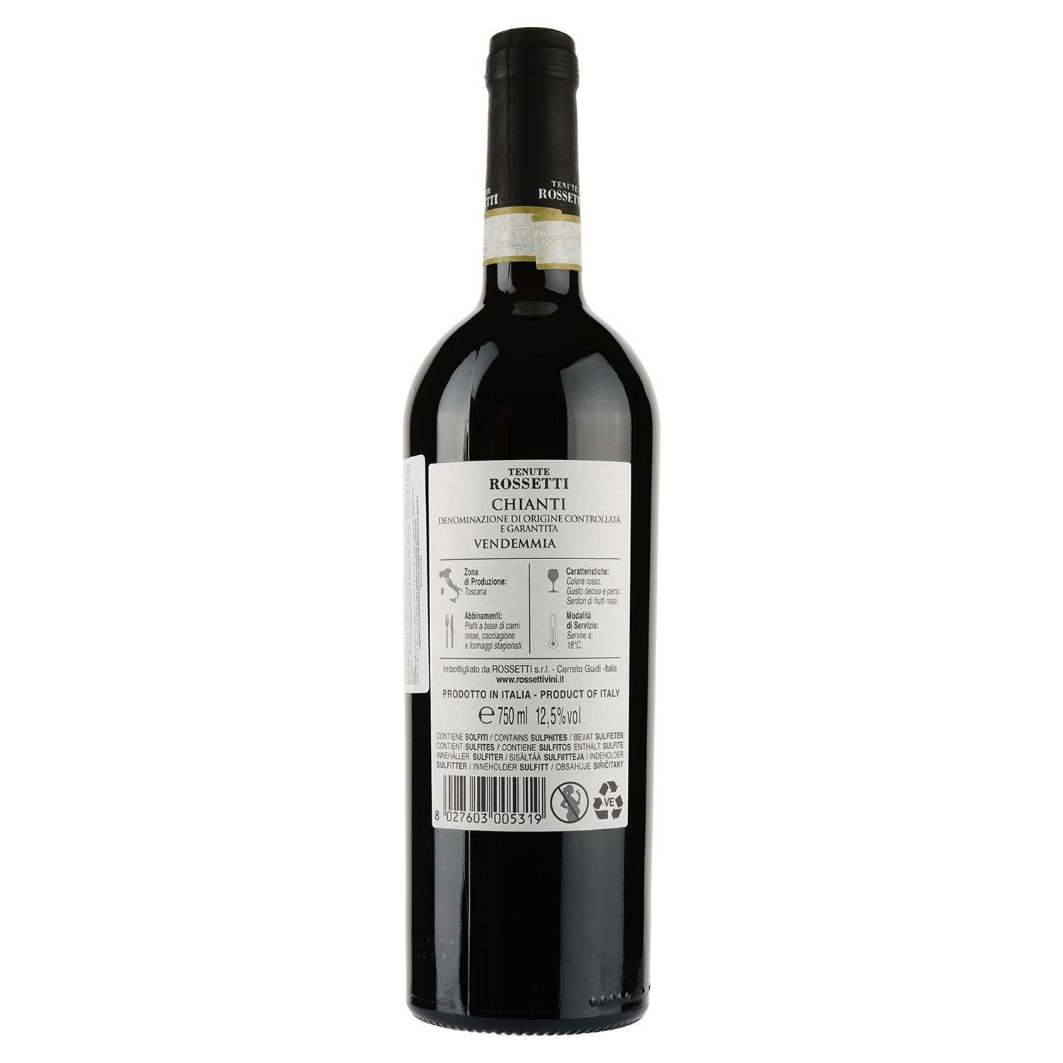 Вино Tenute Rossetti Chianti, красное, сухое, 12,5%, 0,75 л - фото 2