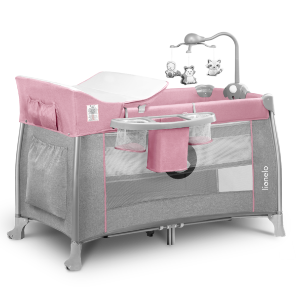 Манеж-ліжечко Lionelo Thomi, сірий з рожевим (LO.TM03) - фото 3