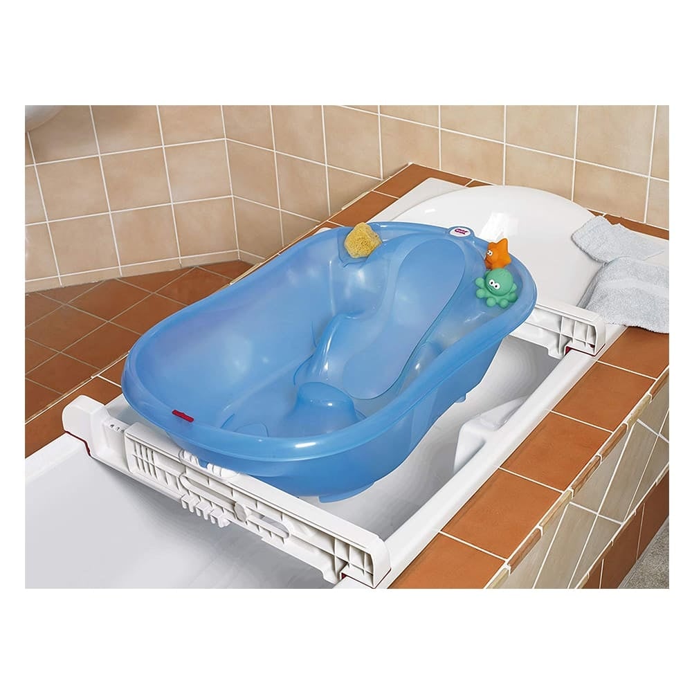 Ванночка OK Baby Onda, с анатомической горкой и термодатчиком, голубая - фото 2