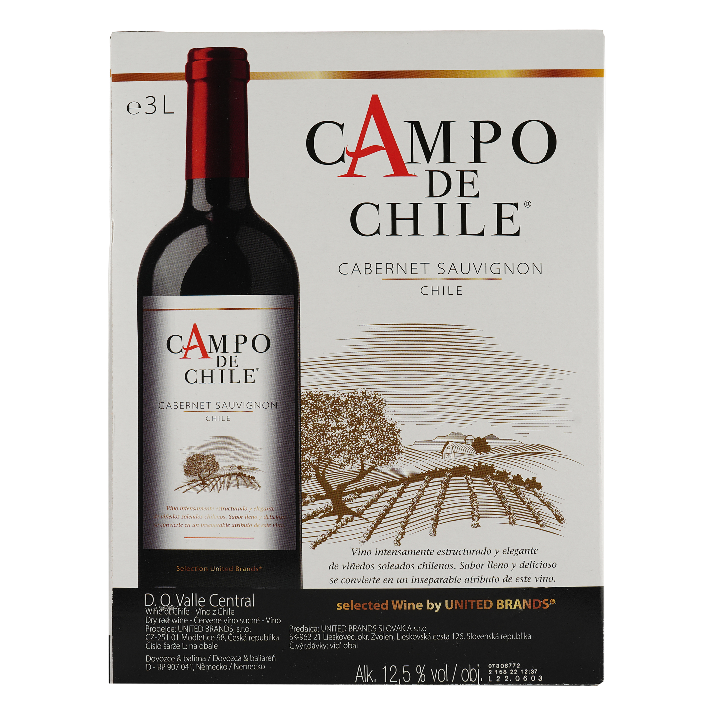 Вино Campo de Chile Cabernet Sauvignon Bag-in-Box, красное, сухое, 13%, 3 л - фото 1