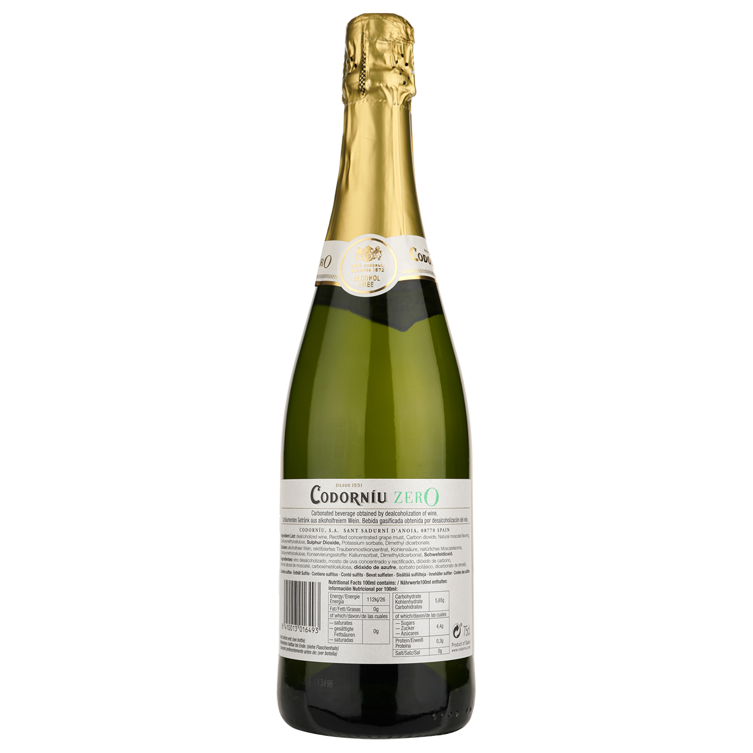Вино игристое безалкогольное Codorniu Zero, белое, сухое, 0,5%, 0,75 л (35013) - фото 2