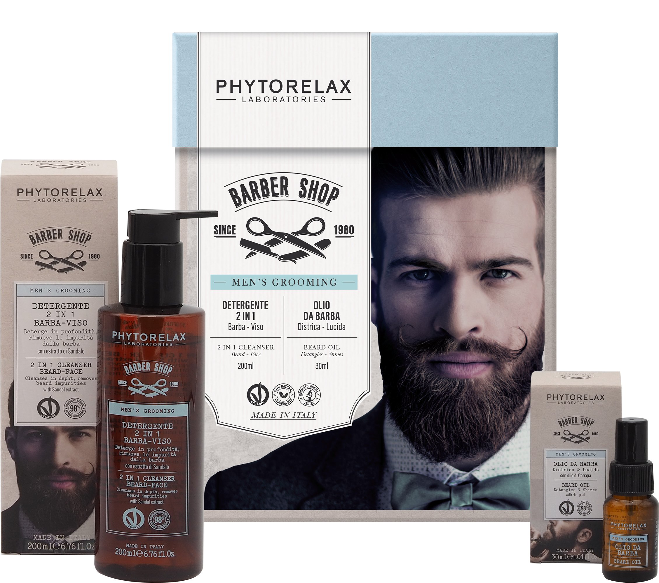 Подарунковий набір для чоловіків Phytorelax Man`s Grooming Засіб для очищення бороди та обличчя 2в1 250 мл + Олія для бороди 30 мл (6029226) - фото 1