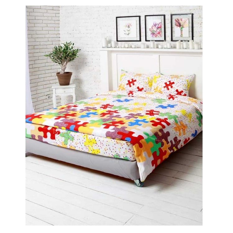 Комплект постельного белья Руно Пазлы, двуспальный, бязь набивная, разноцветный (655.116_Пазли) - фото 1