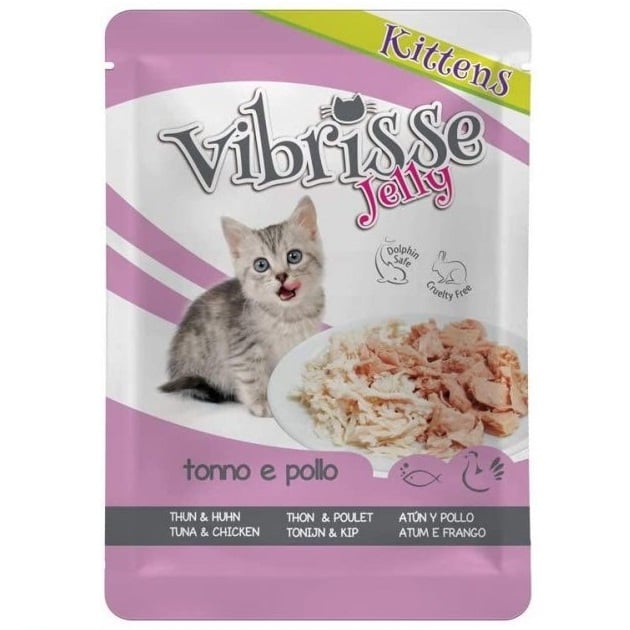 Вологий корм для кошенят Vibrisse Jelly, Тунець з куркою в желе, 70 г (C1018990) - фото 1