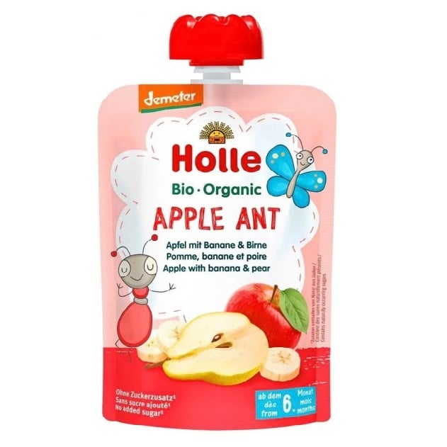 Пюре Holle Apple Ant, з яблуком, бананом та грушею, 100 г - фото 1
