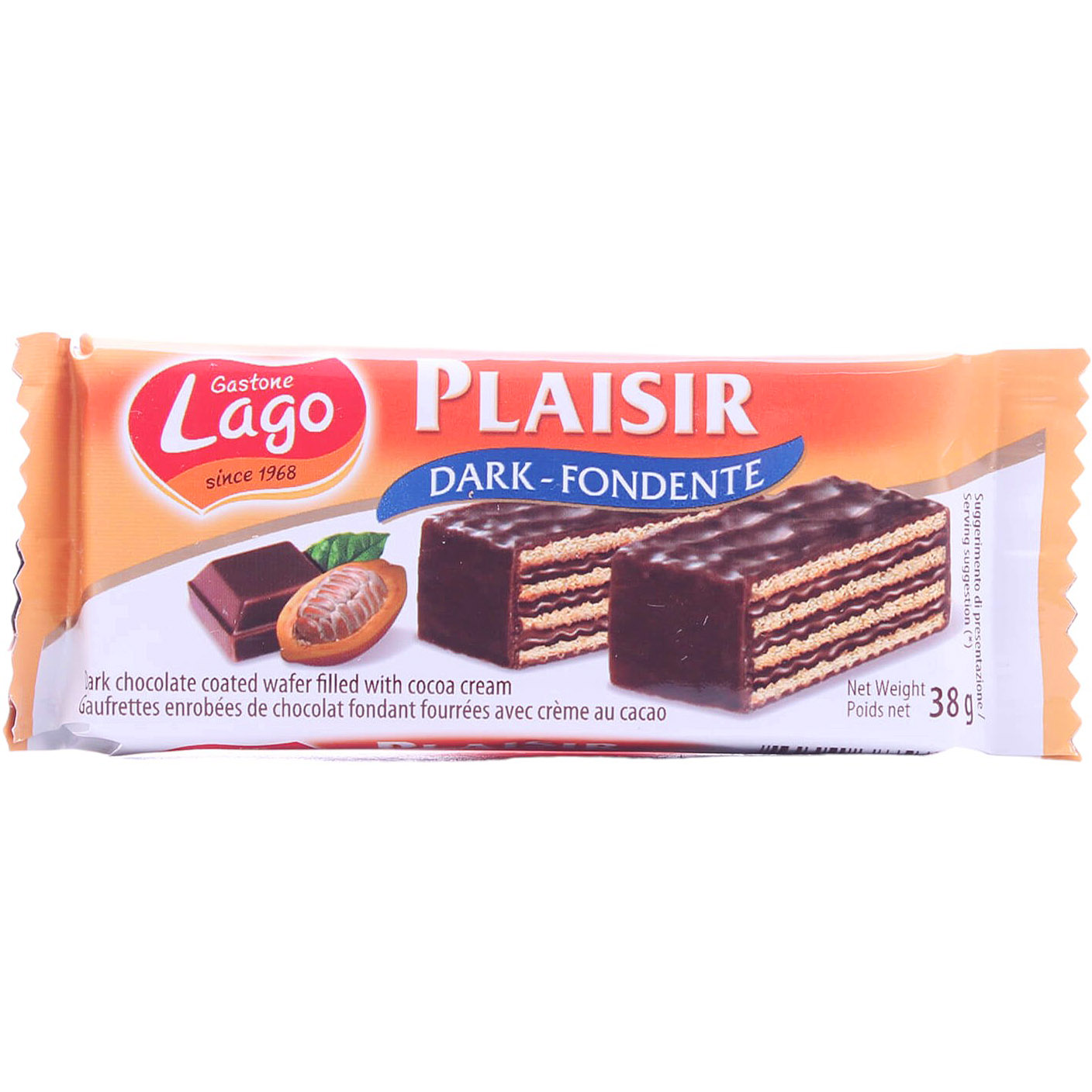 Вафлі Gastone Lagо Plaisir з какао у чорному шоколаді 38 г (756009) - фото 1