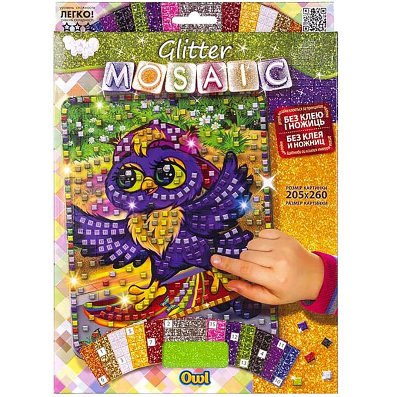 Блестящая мозаика Danko Toys Glitter Mosaic Owl (БМ-03-04) - фото 1