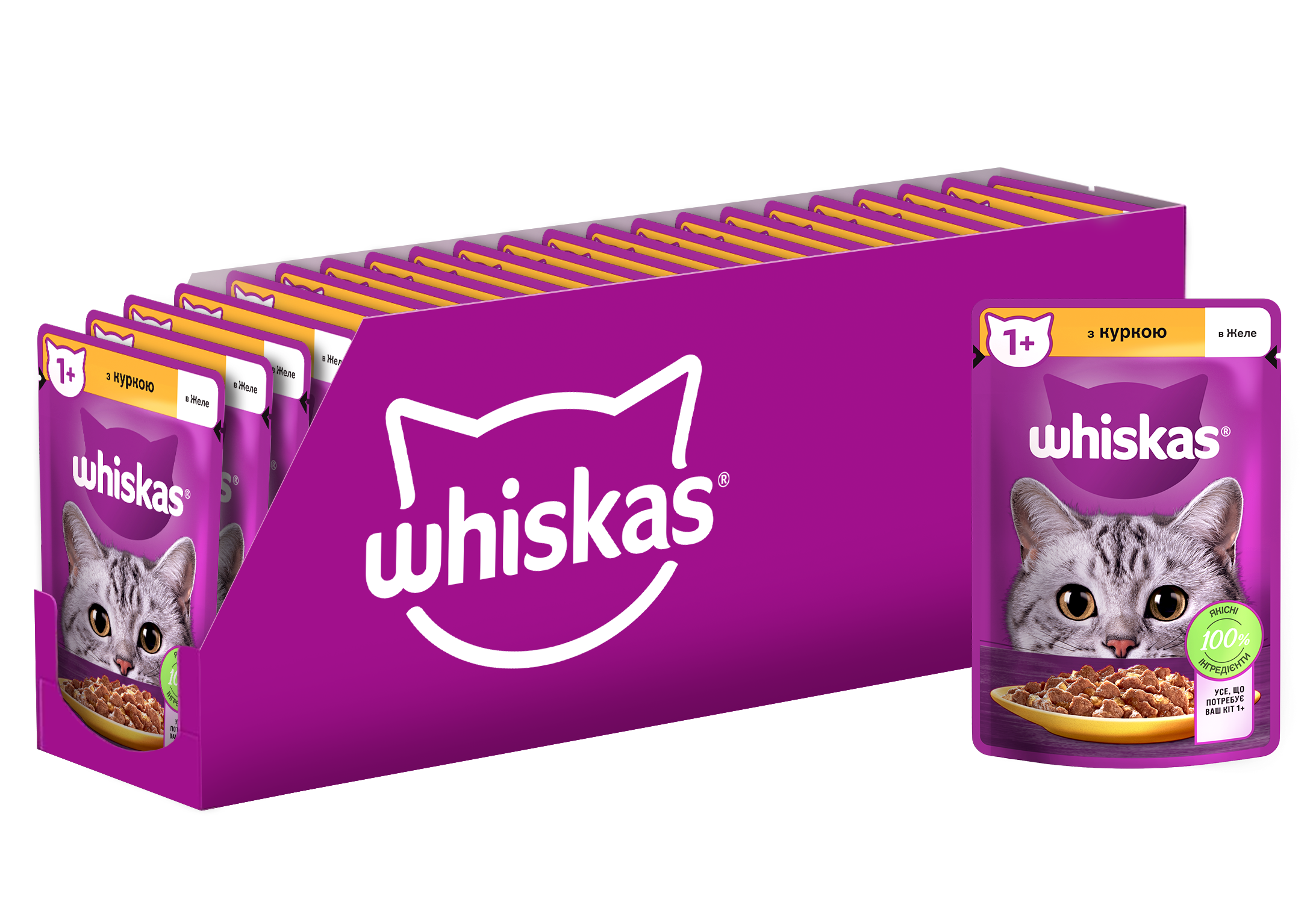 Вологий корм для котів Whiskas, з куркою у желе, 85 г - фото 3