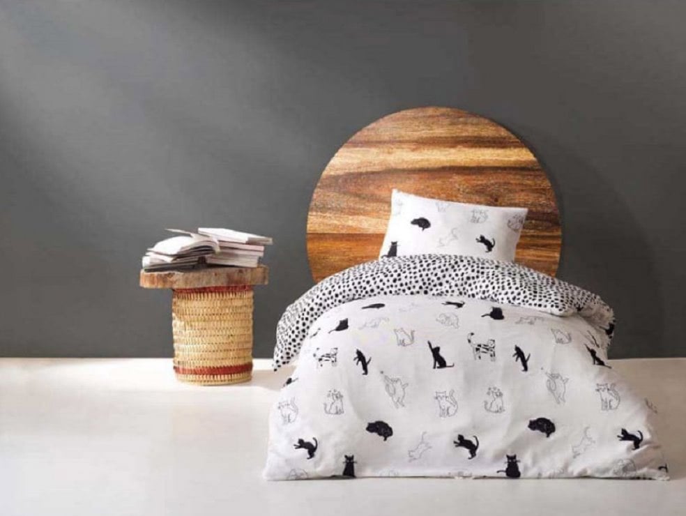 Комплект постельного белья Eponj Home B&W Patte, ранфорс, полуторный, белый с черным, 3 предмета (svt-2000022306775) - фото 2