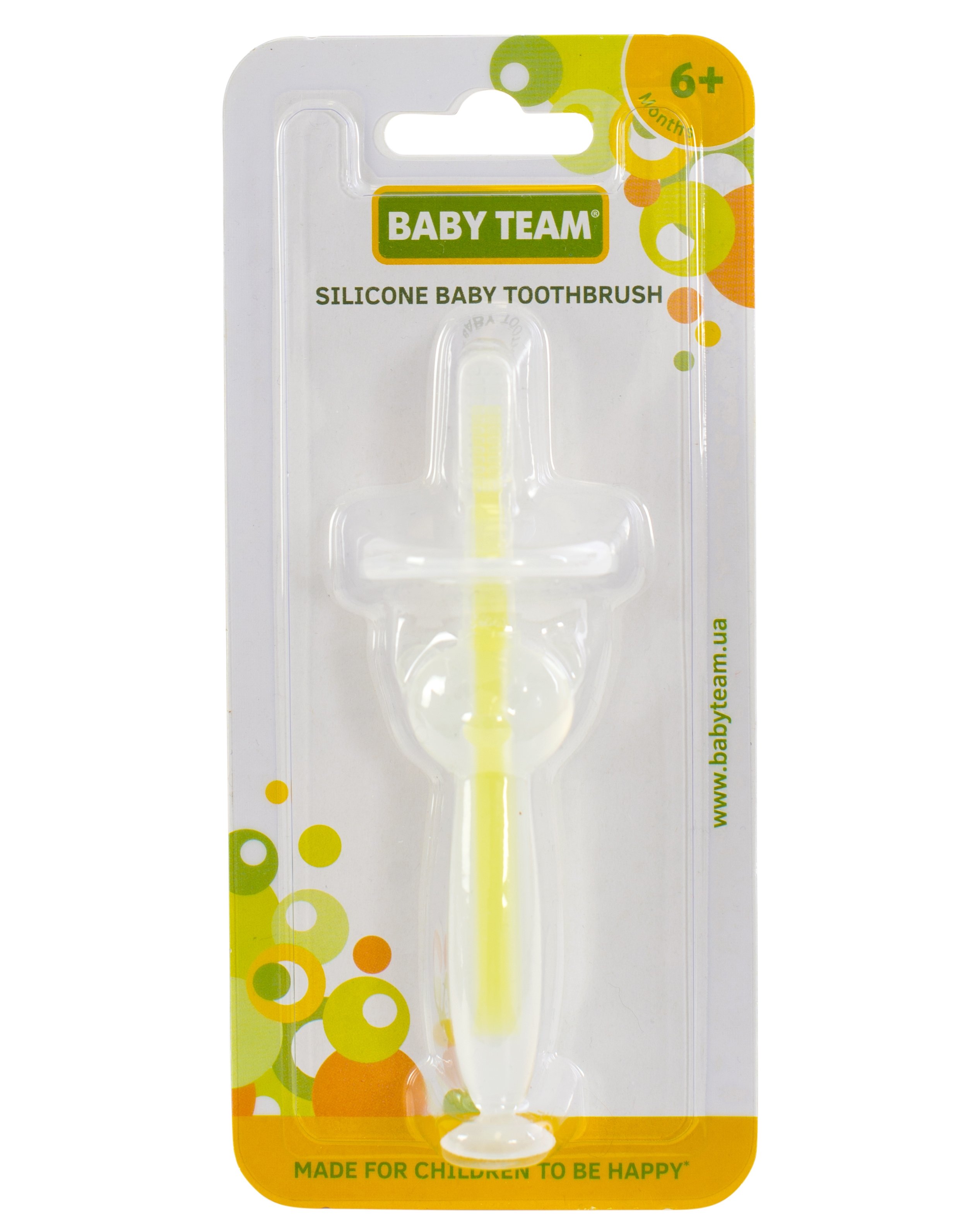 Зубна щітка на присоску Baby Team, силіконова, жовта (7205) - фото 2
