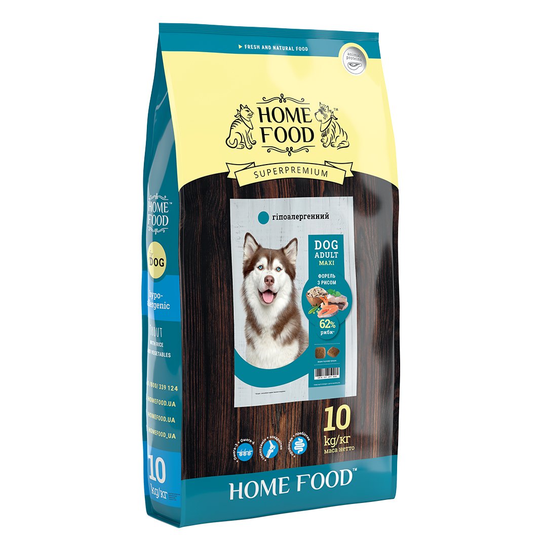 Гипоаллергенный сухой корм для собак больших пород Home Food Adult Maxi, с форелью и рисом, 10 кг - фото 1