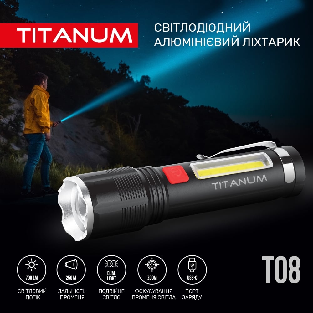 Ліхтар портативний Videx Titanum 700 Lm 6500 K (TLF-T08) - фото 3