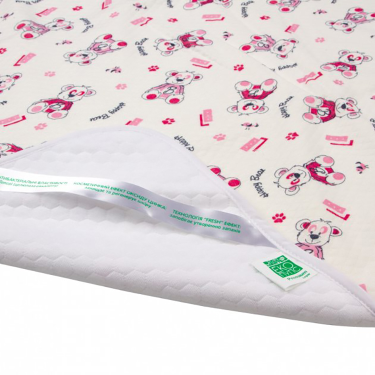 Многоразовая непромокаемая пеленка Эко Пупс Soft Touch Premium Счастливый медвежонок, 50х70 см, розовый - фото 2