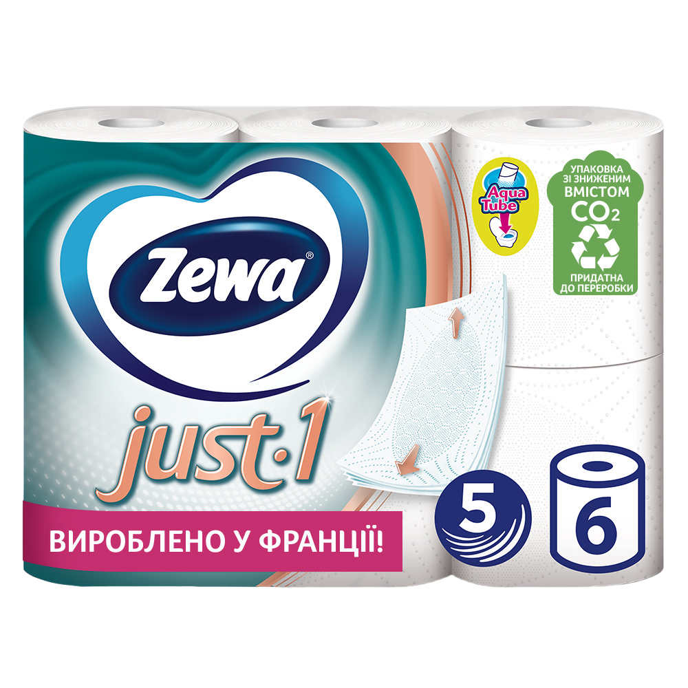 Туалетная бумага Zewa Just 1, пятислойная, 6 рулонов - фото 1