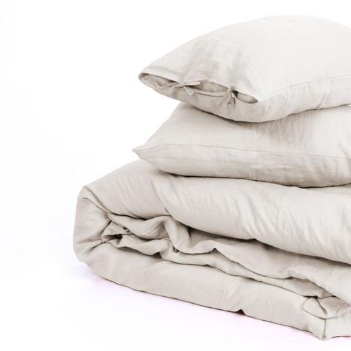 Комплект постельного белья MirSon Natural Linen Jasmine лен полуторный бежево-серый (2200008269036) - фото 2
