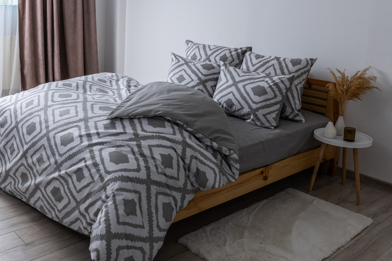 Комплект постельного белья ТЕП Happy Sleep Grey Desire семейный бело-серый (2-03797_25862) - фото 2