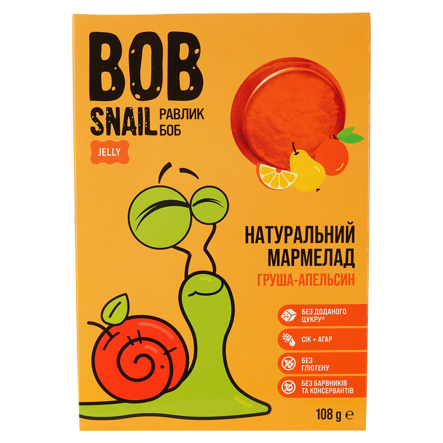 Фруктовый мармелад Bob Snail Груша-Апельсин 108 г - фото 1