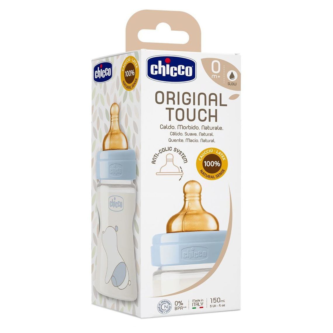 Пляшечка для годування Chicco Original Touch, з латексною соскою, 150 мл, блакитний (27610.20) - фото 5
