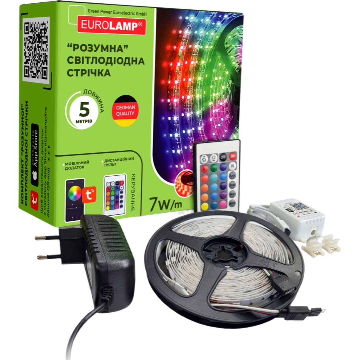 Світлодіодна стрічка Eurolamp Led 5050 RGB 30 діодів/м, 5 м (LED/SET-5M/RGB) - фото 1