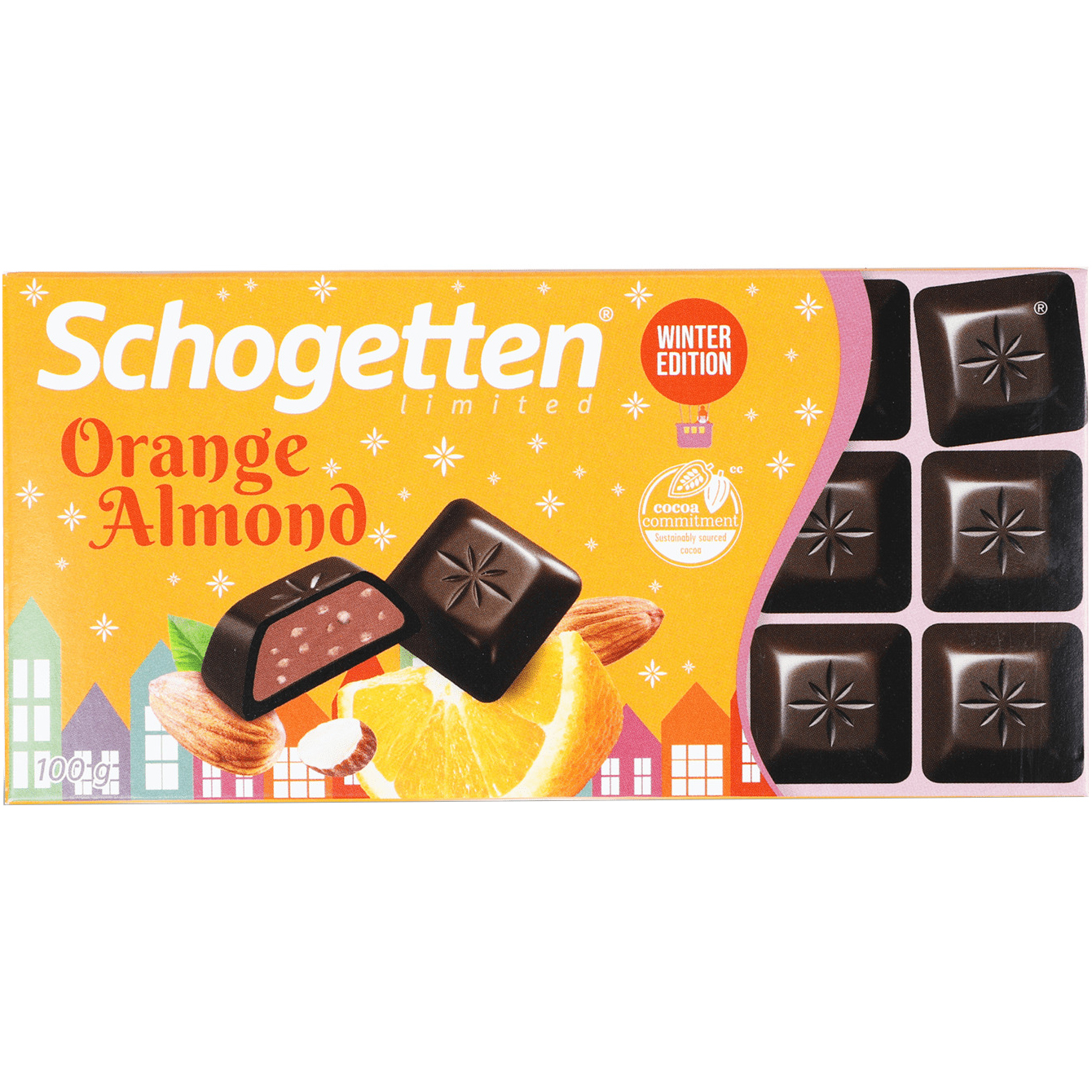 Шоколад чорний Schogetten апельсин та мигдаль 100 г (942004) - фото 1