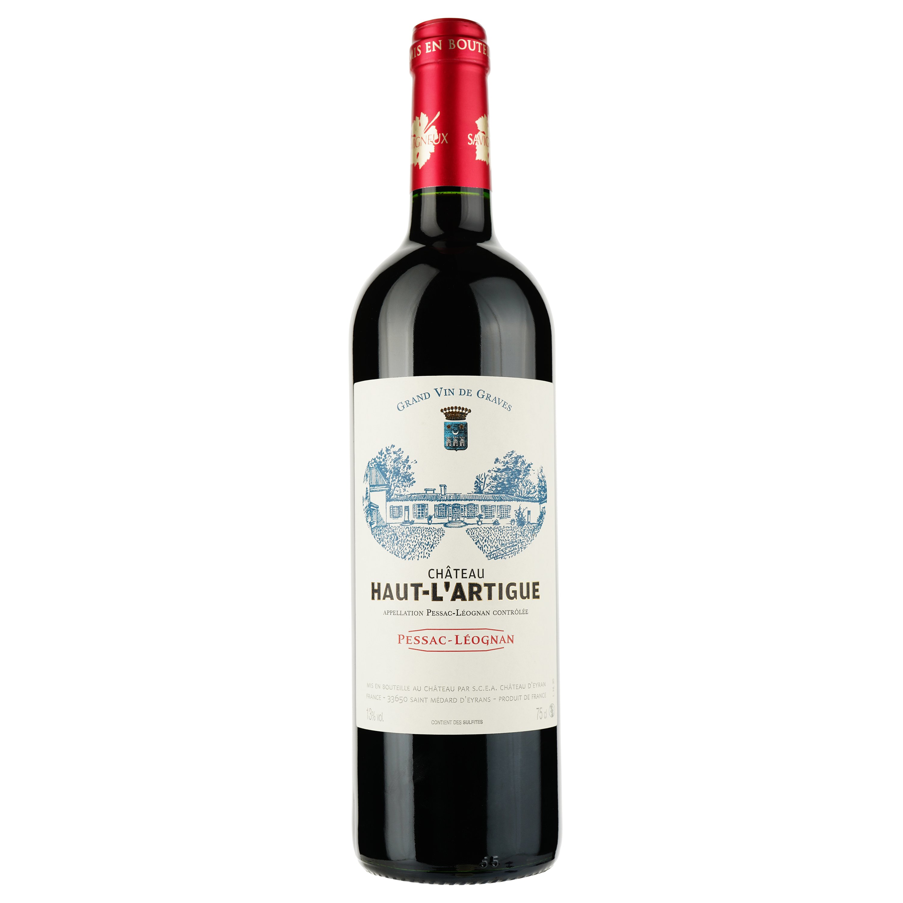 Вино Chateau Haut l'Artigue AOP Pessac-Leognan 2020 красное сухое 0.75 л - фото 1