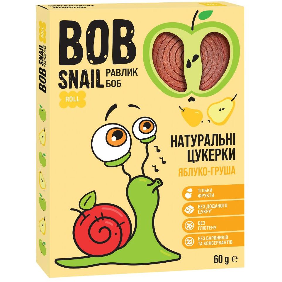 Натуральна цукерка Bob Snail Яблуко-груша 60 г (719647) - фото 1
